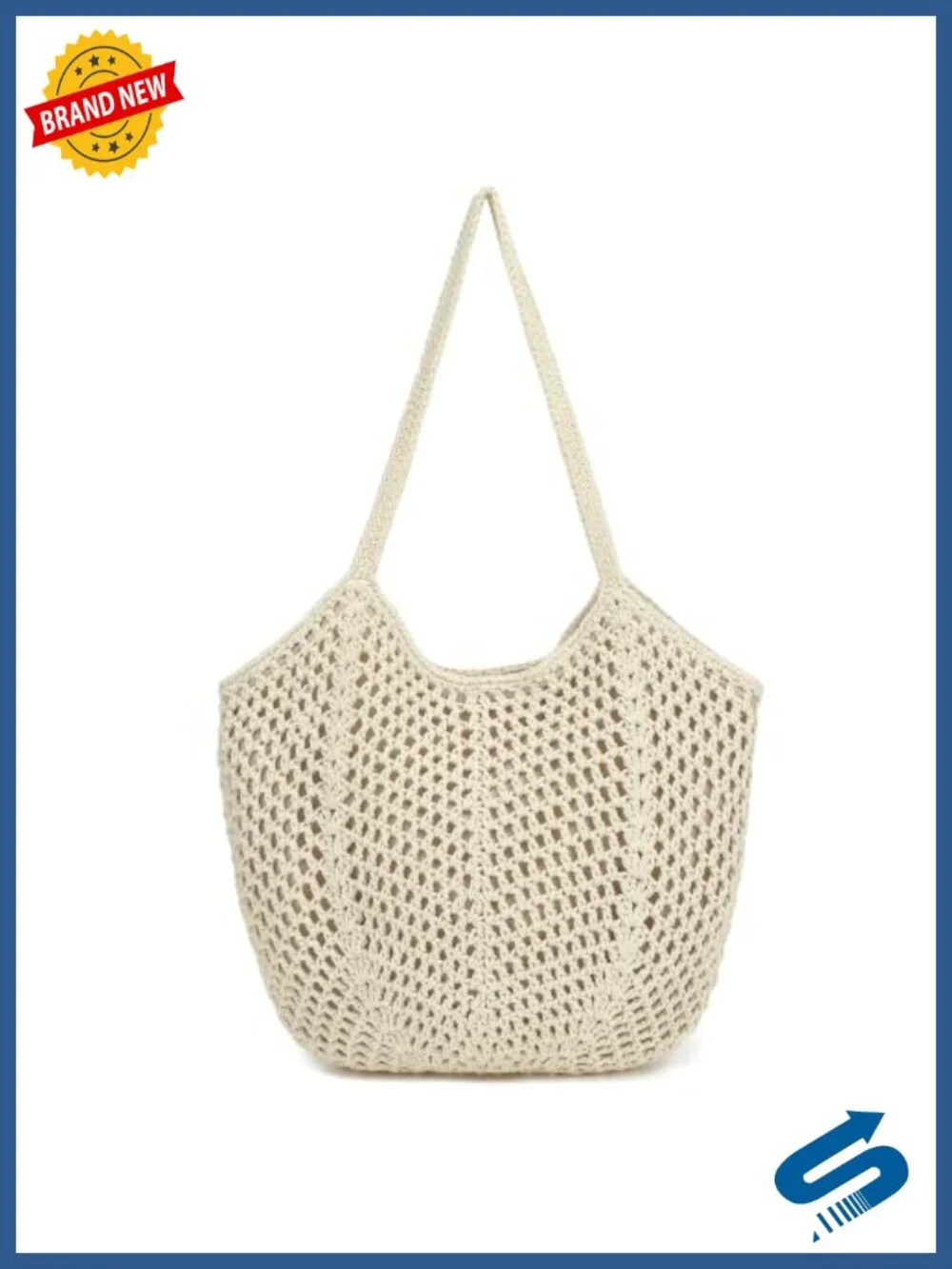 Crochet Tote Bag Women Summer Beach Purse Handmade Boho Knit Shoulder Bag